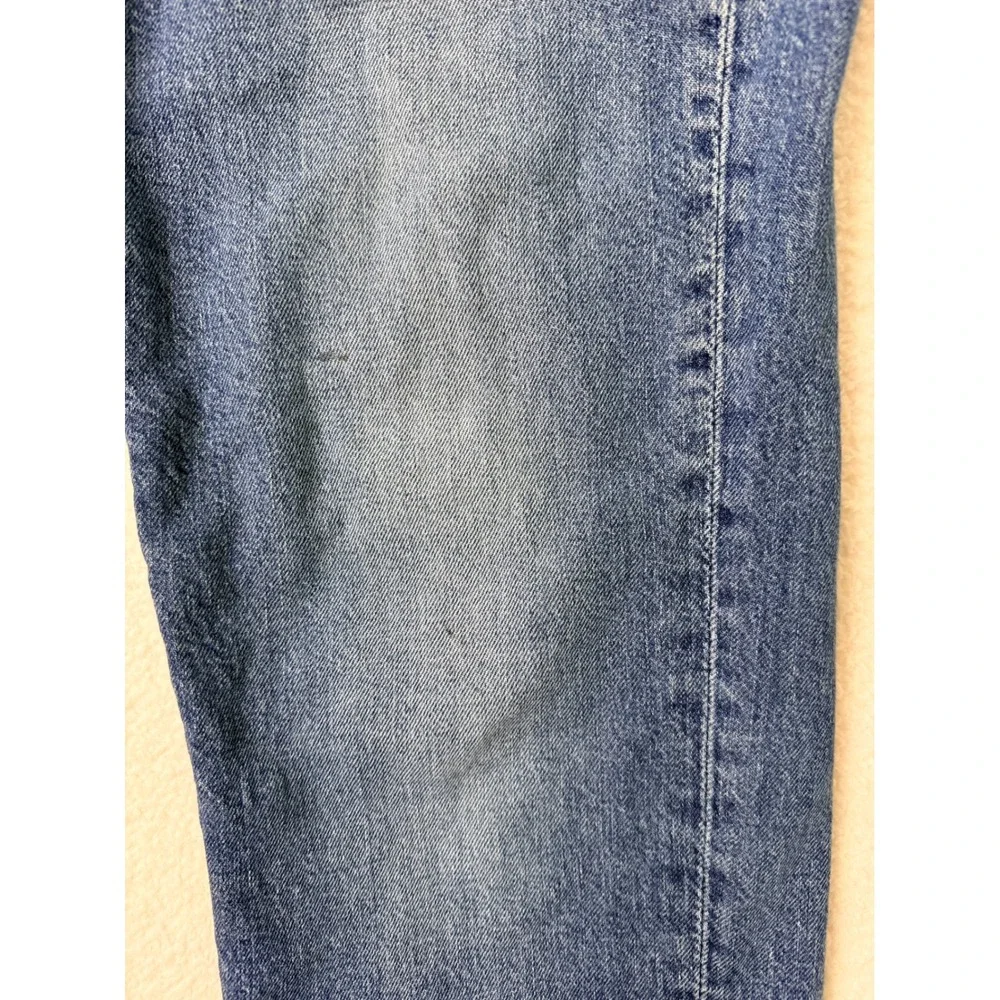 Levis Premium Big E Straight Leg Jeans Medium Wash Blue Denim Mens stained